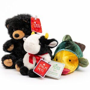 Russ Berrie Black Bear Wishlings Puckers Palm Pets Clover Cow Plush Lot Vintage